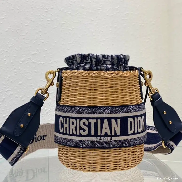 Wicker Motif Canvas Bag Oblique Dior and Blue Bucket 0430 Luxury
